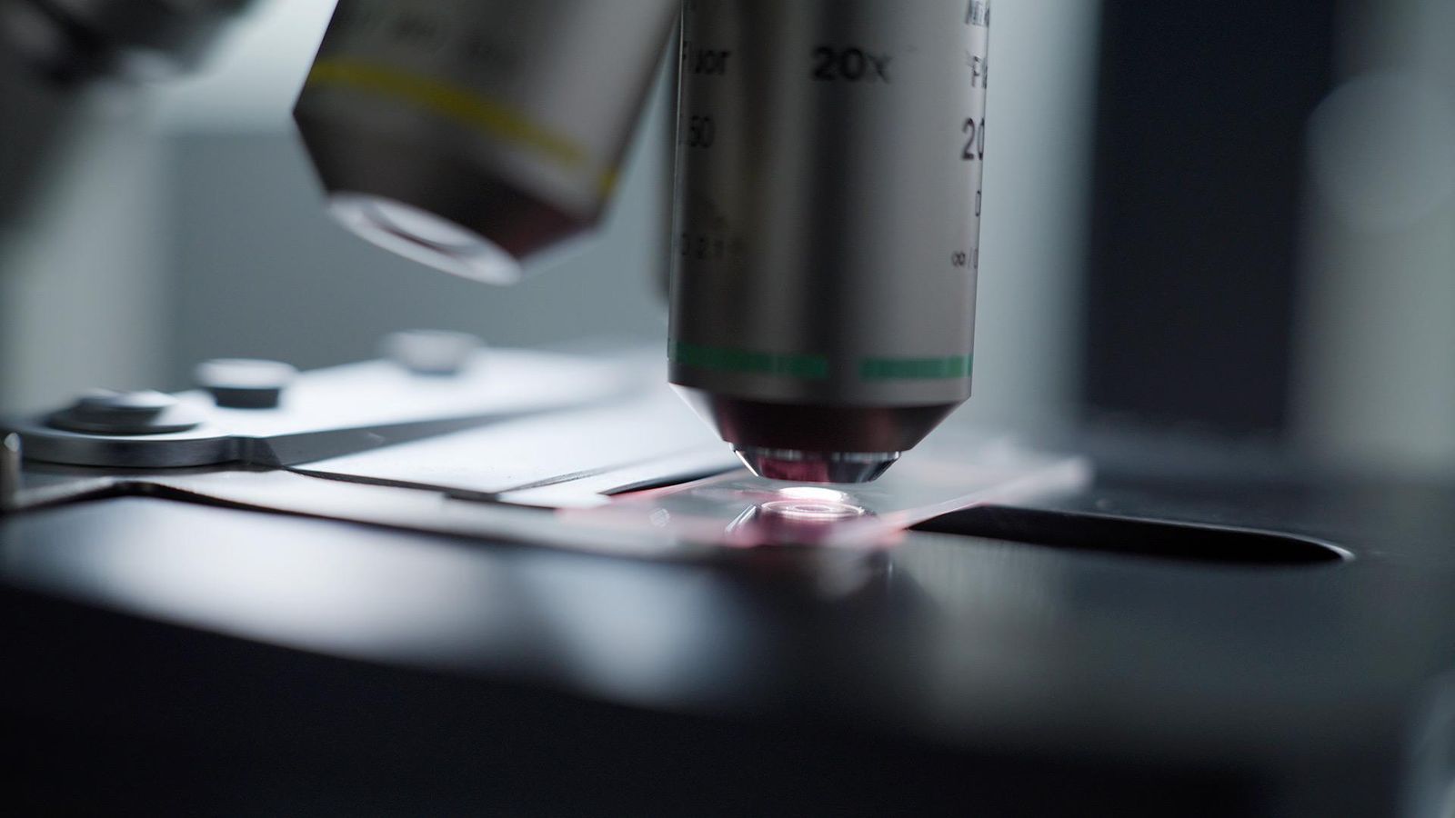 Close up of a microscope