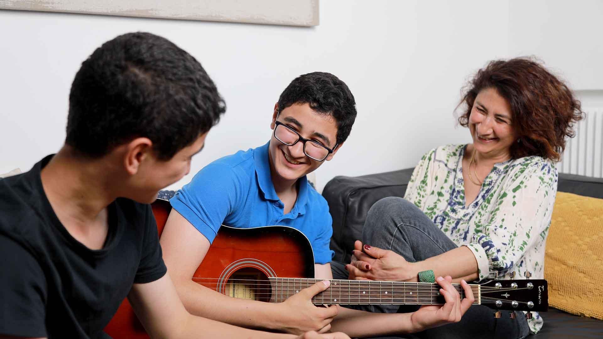 Aicha and her twins, they all live with autoimmune T1D, France 